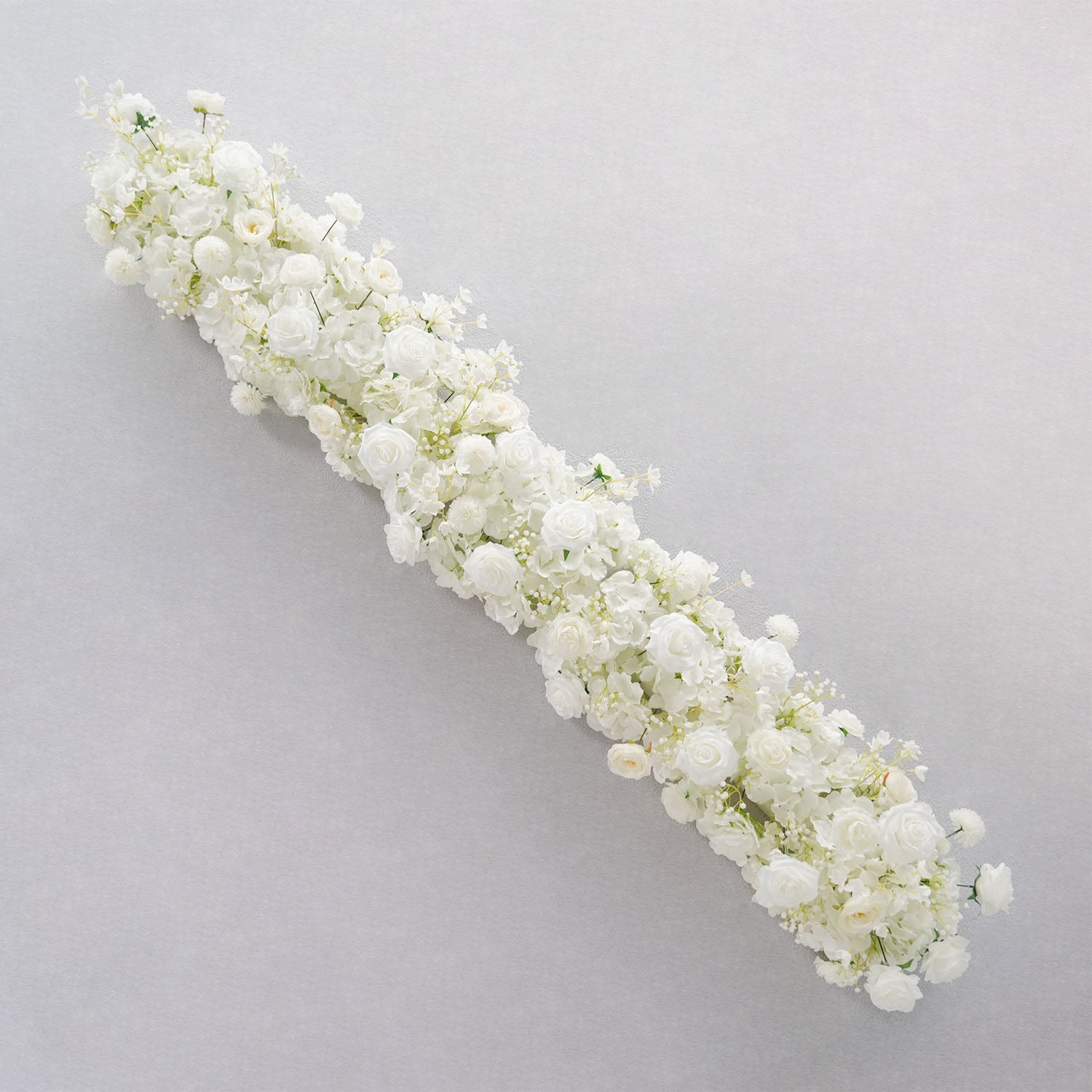 Uflower White Rose Table Runner Sofa Floral Wedding Backdrop Decor